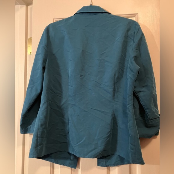 Liz Claiborne Y2K Teal 3/4 Sleeve Button Down Blouse - Picture 6 of 6